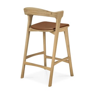 Bok Bar Stool Lacquered Oak- Cognac leather