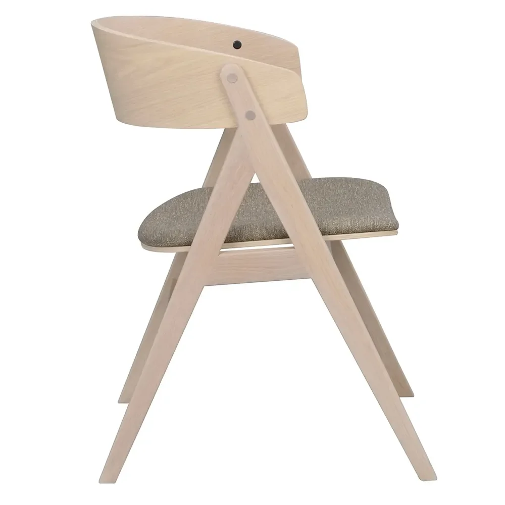 Waterton dining chair with armrests white pigmented oak/brown fabric