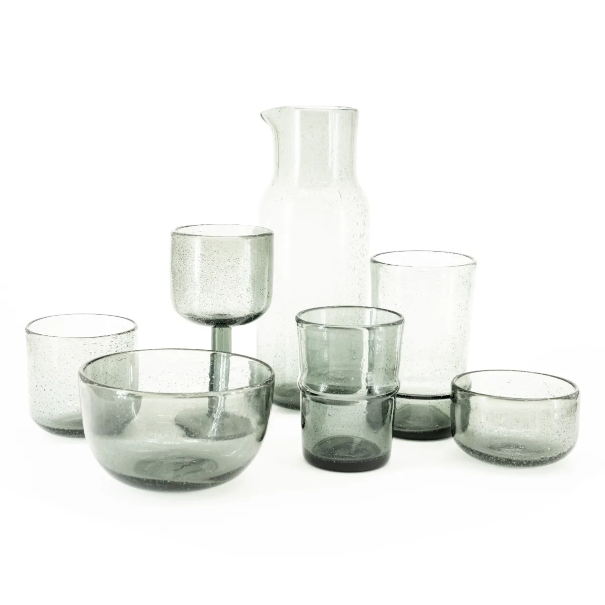 Bubble small bowl 9,3x9,3x6 cm glass grey