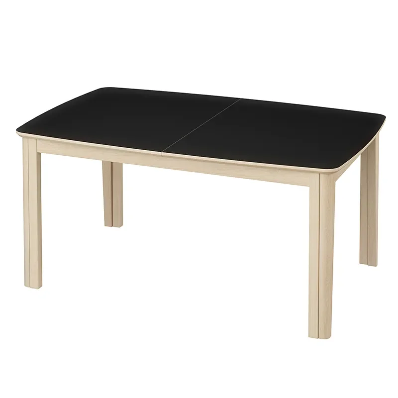 SM107 Dining table 101x160-316-368 cm White oiled oak - Black nano laminate