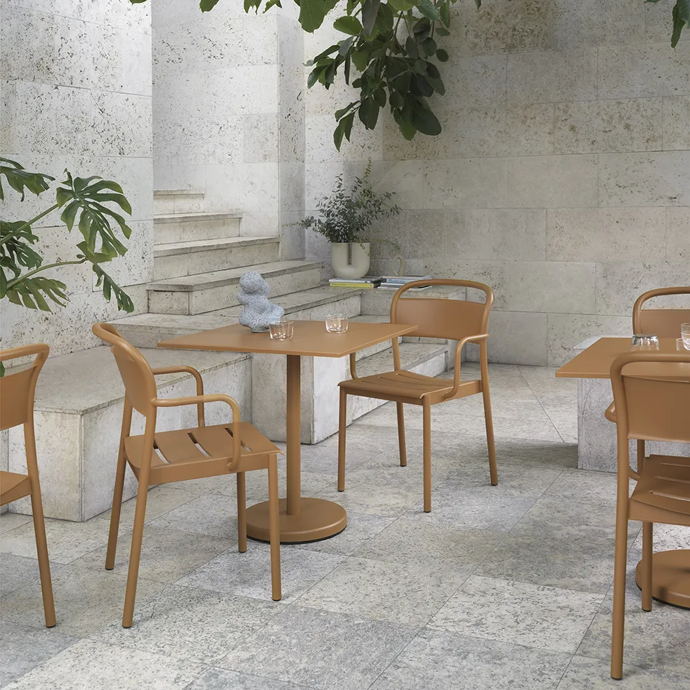 Linear Steel Café Table 70x70 cm Dark Green 