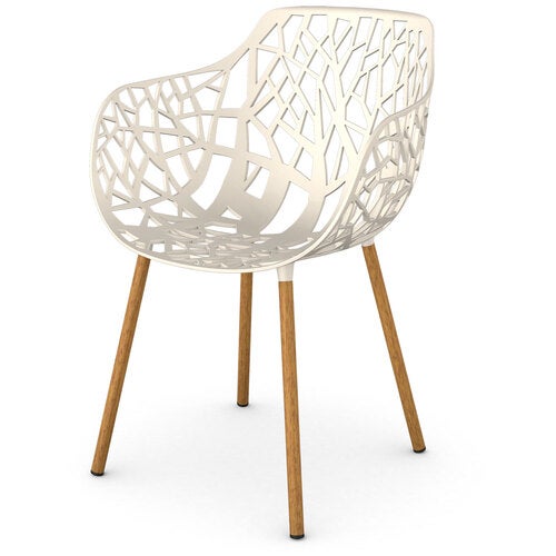 Forest armchair with Iroko upholstered legs Creamy White