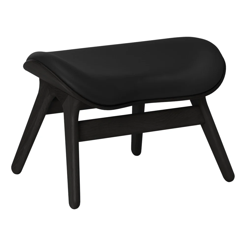 A Conversation Piece Ottoman Footstool Black Oak/Umage Leather Black