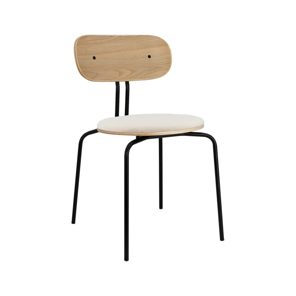 Curious Dining Chair Oak/Black Metal Teddy White