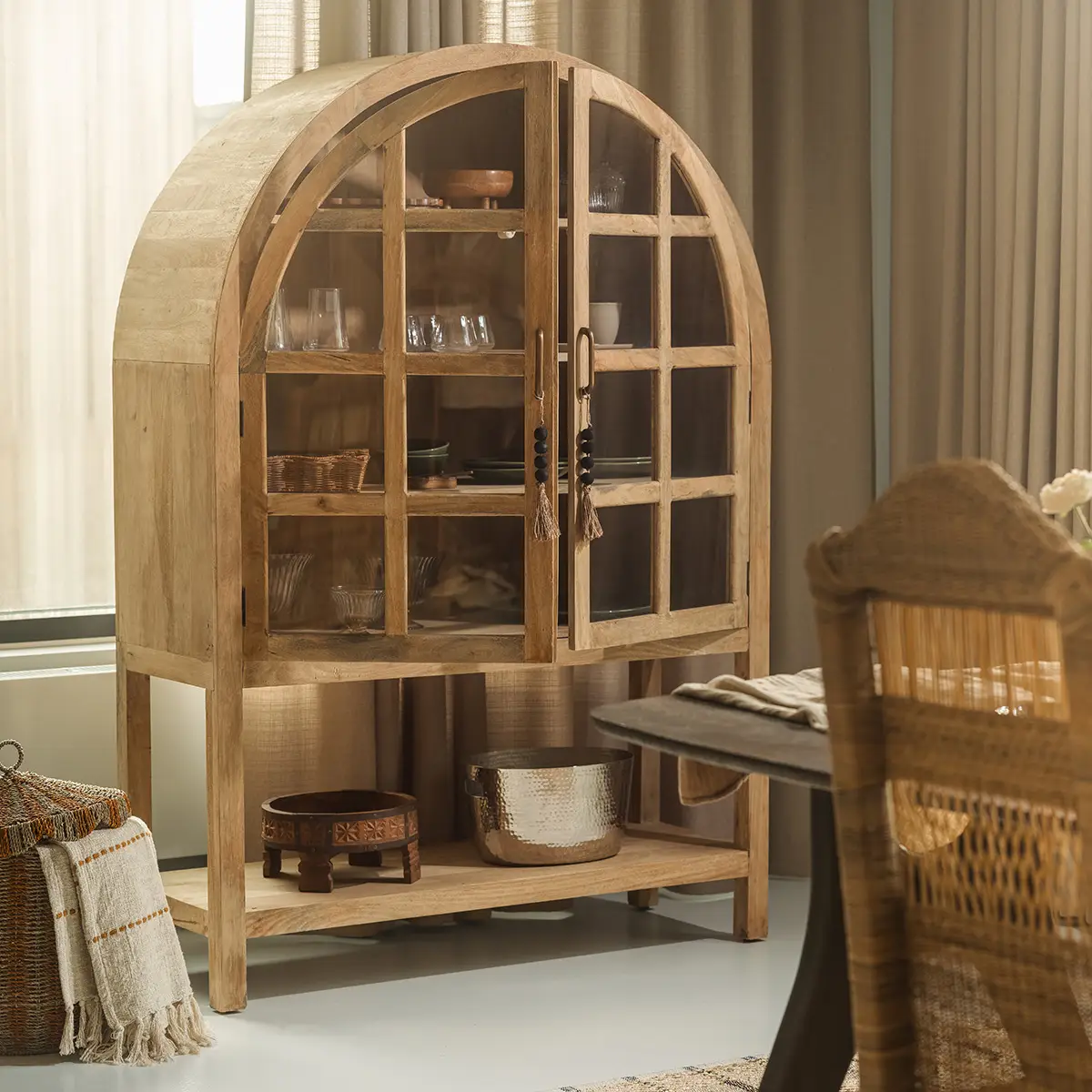  RIKO Display cabinet Natural L125xW45xH180 cm