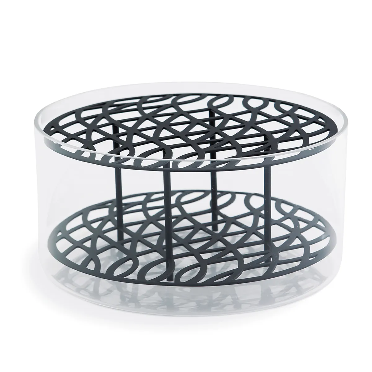 Äng Big Black Ø21,8xH10,5 cm Brass, Glass Klong