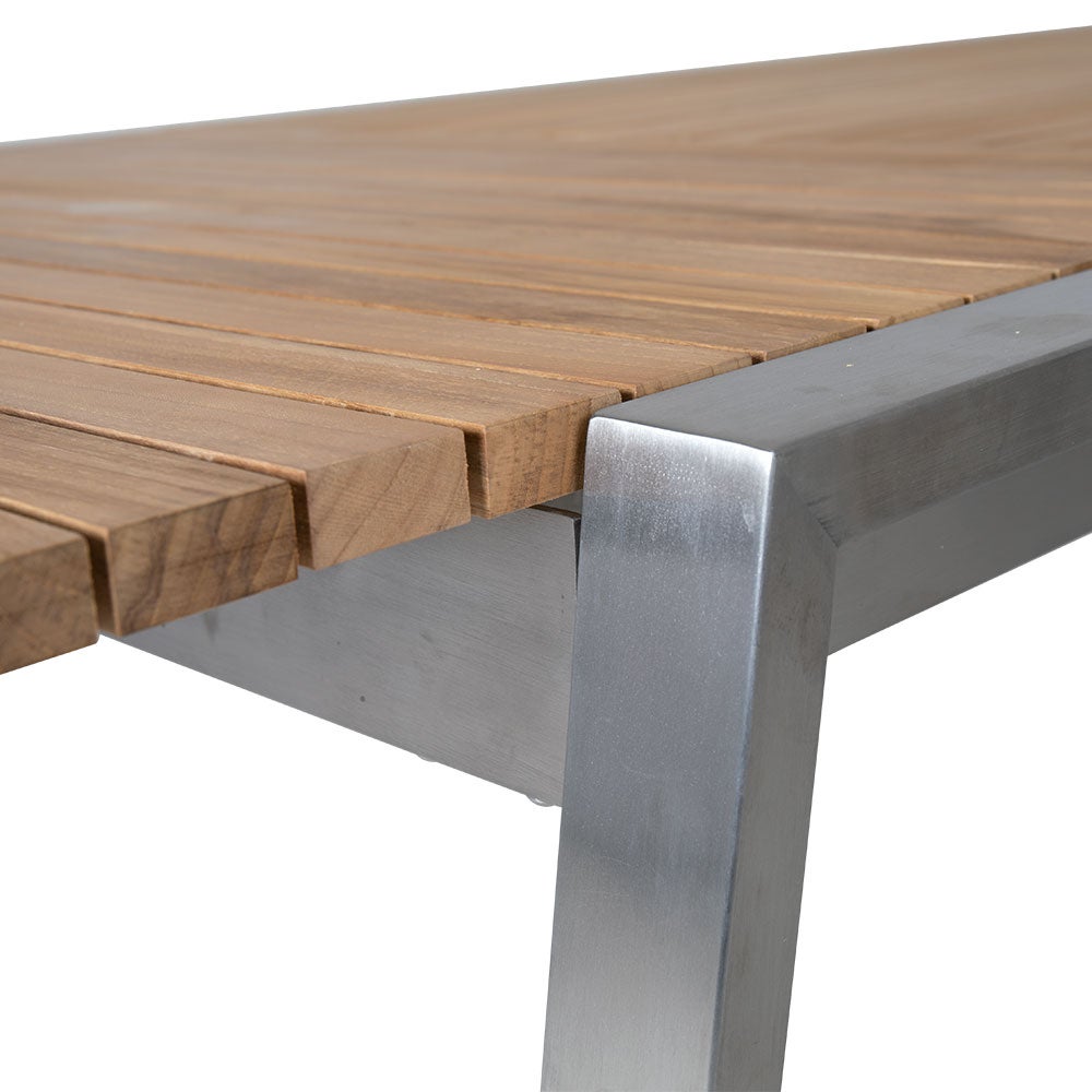 Naos dining table 100x220-320 cm stainless steel/teak