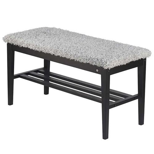 Nadja Bench Black stained Oak/Sheepskin look light grey