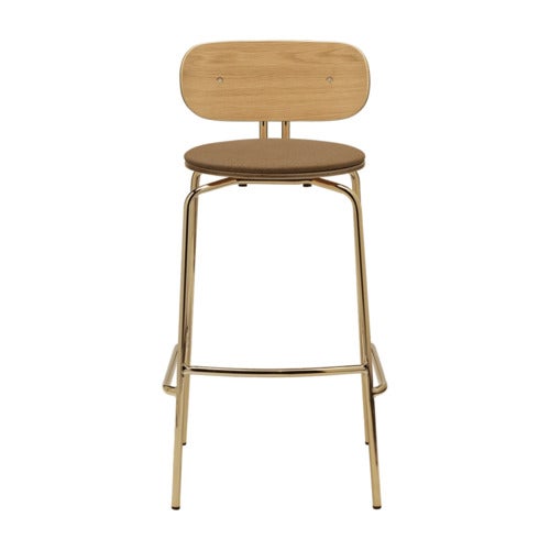 Curious Bar Stool Oak/Brass Sugar Brown
