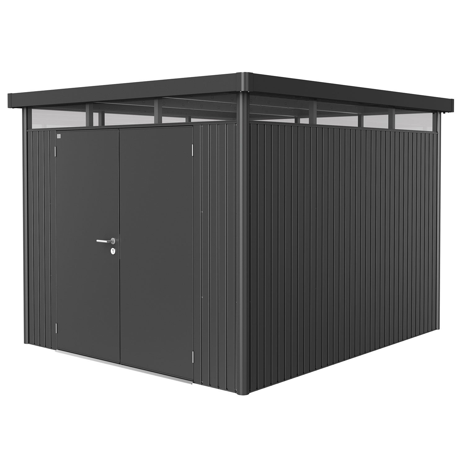 Highline Garden shed double door size h5 metallic dark grey Biohort