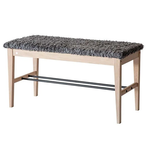 Cora Bench White oiled Oak/Sheepskin look Dark grey