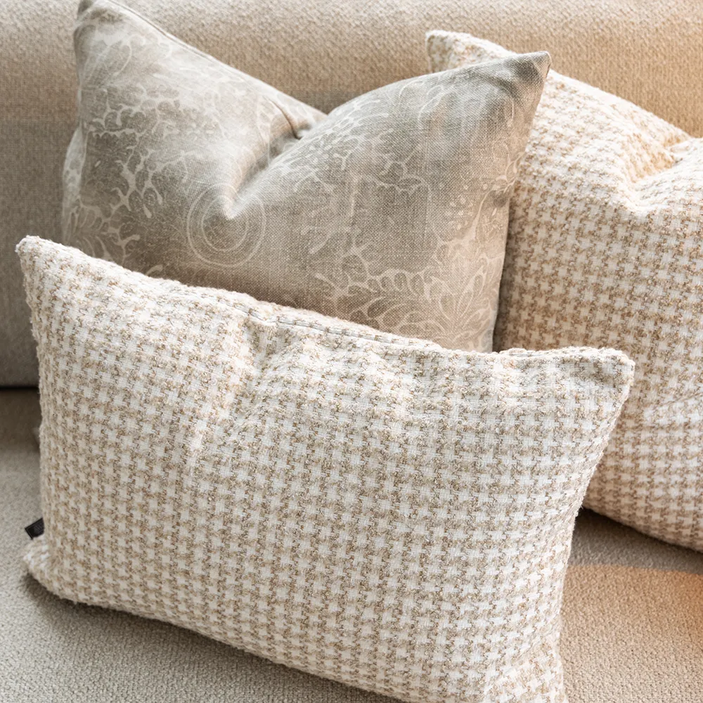 DENTE checkered cushion cover - 50x50, beige