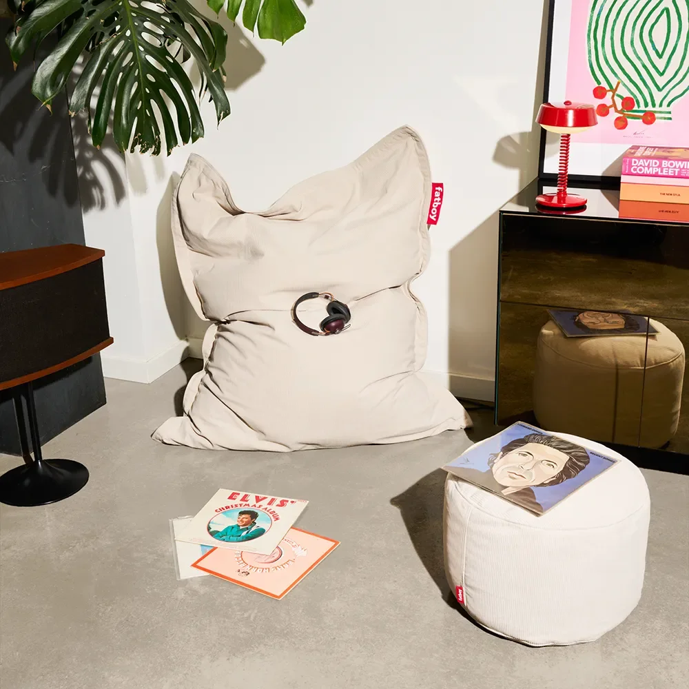 Recycled point Pouf cord cream