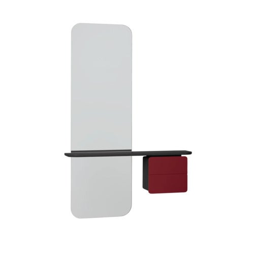 One More Look Mirror Black Oak/ Ruby Red