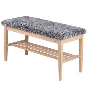 Nadja Bench White oiled Oak/Sheepskin light grey
