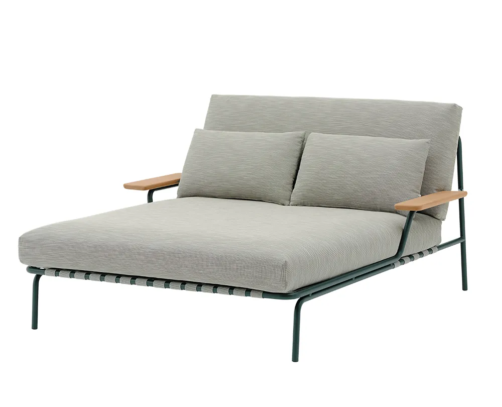 Loungebed Settle with Armrests Dark Green