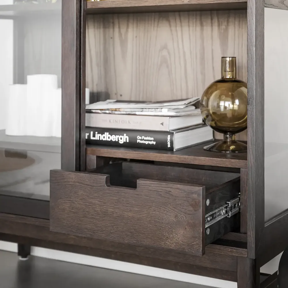 Hazelton display cabinet brown oiled oak