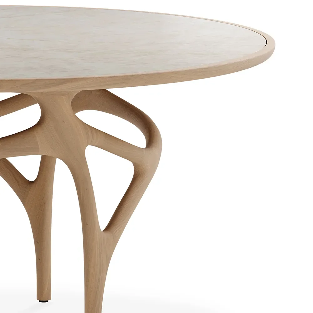 Cena dining table 150 cm lacquered oak / beige quartzite