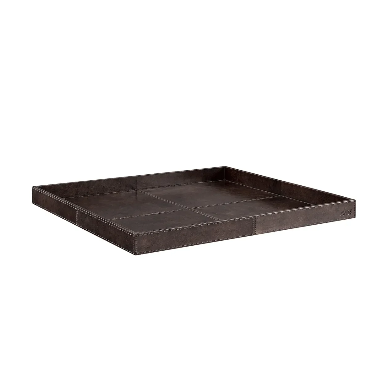 Square Leather Tray Mendoza Deep brown