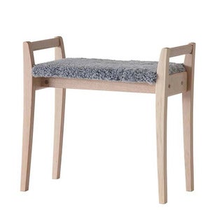 Meja Stool White Oiled Oak/Sheepskin Light Grey