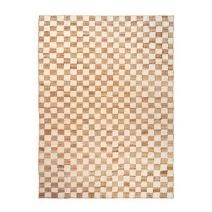 Handwoven Wool Rug Check 200x300 cm Off-White