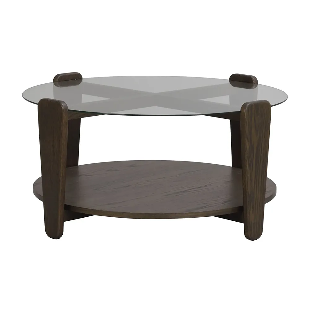 Arran coffee table Ø93 brown oak/glass