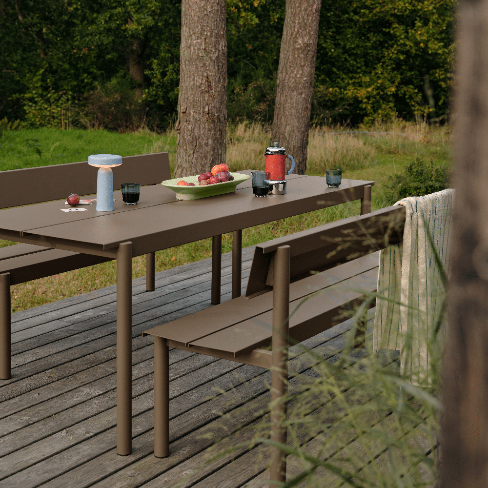 Straight steel bench 170cm Linear Steel Taupe