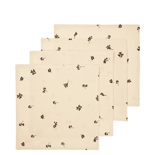 Baies Napkins - Set of 4 - Natural/Dark Chocolate