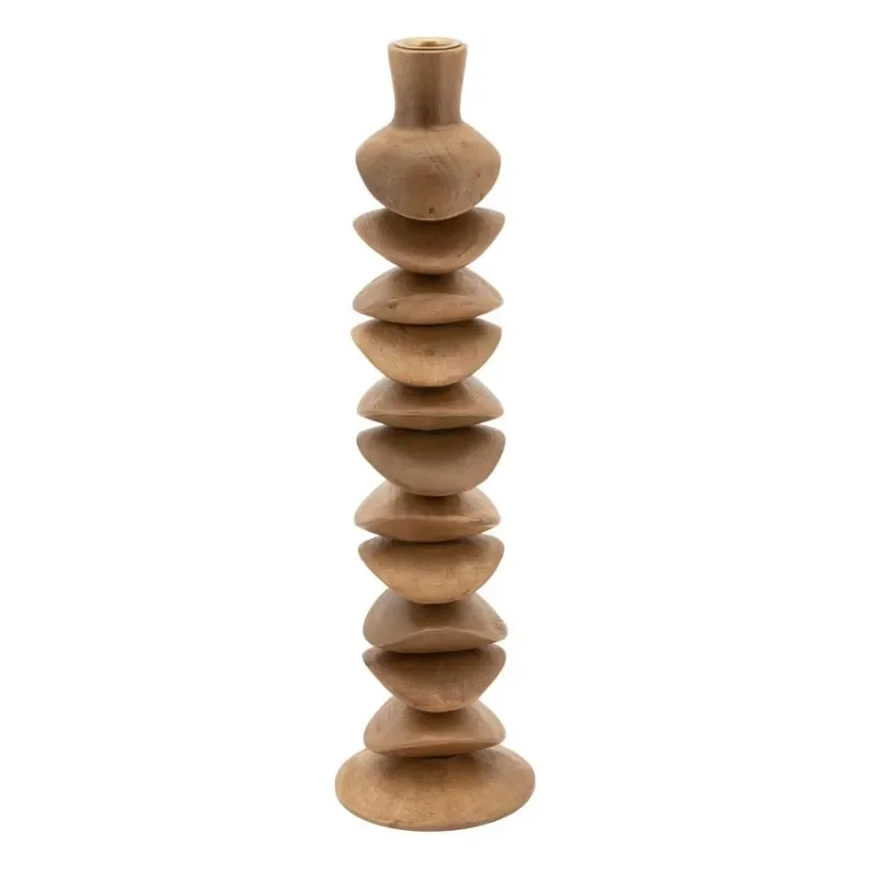 Kasane large Candle holder 10x10x37 cm Mango Wood Brown