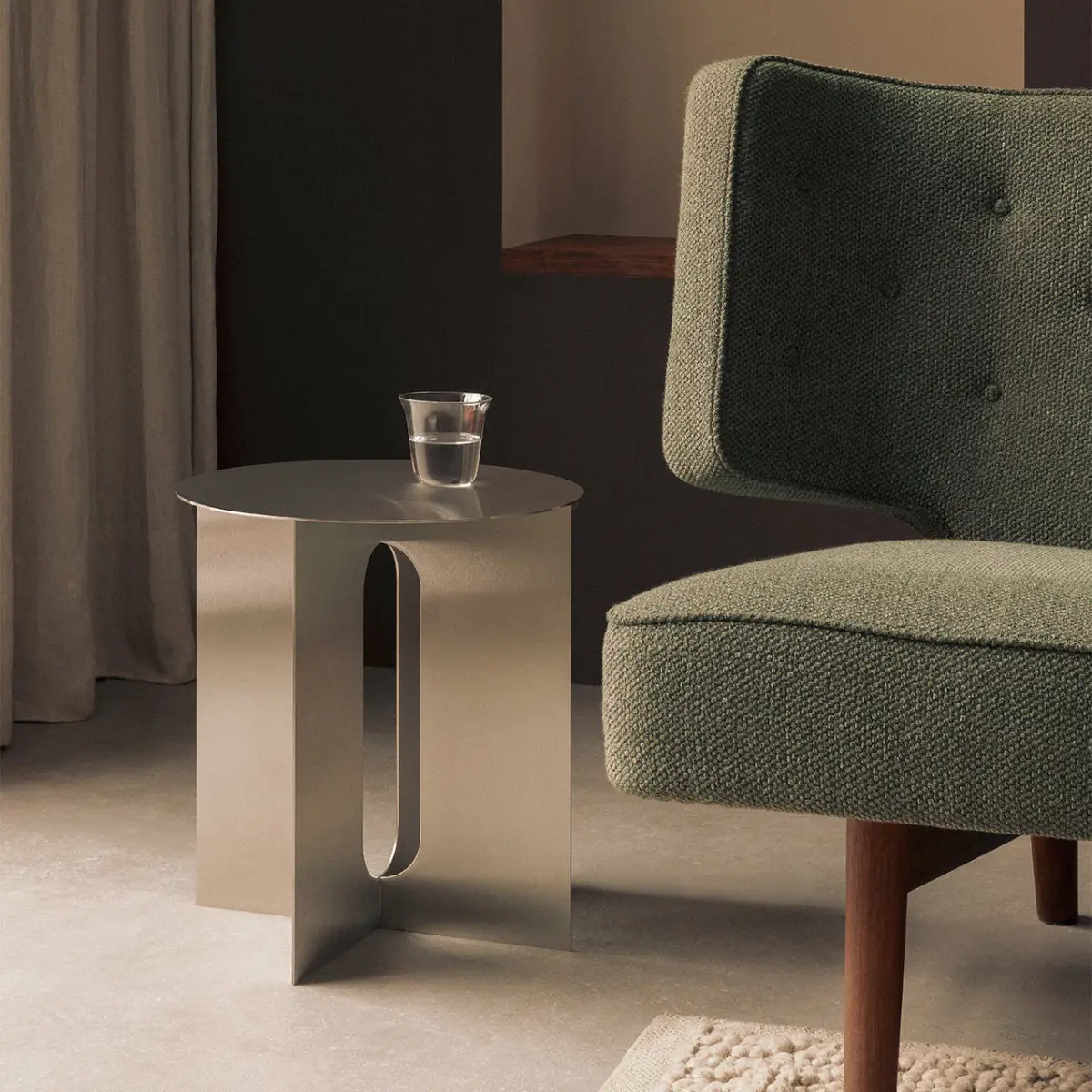 Androgyne Side table/base brushed steel - Ø40 cm