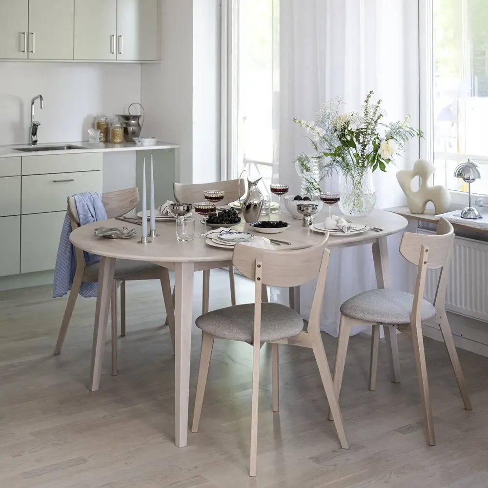 Ami dining chair white pigmented oak/gray-beige fabric