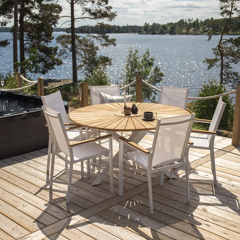 Mexico Dining Table Ø140 cm White/Teak
