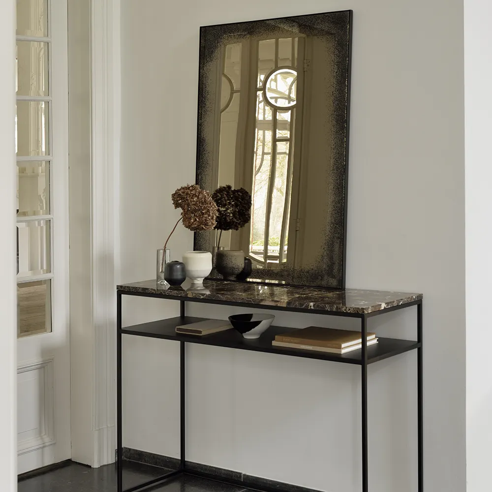 Aged wall mirror 76x106 cm bronze