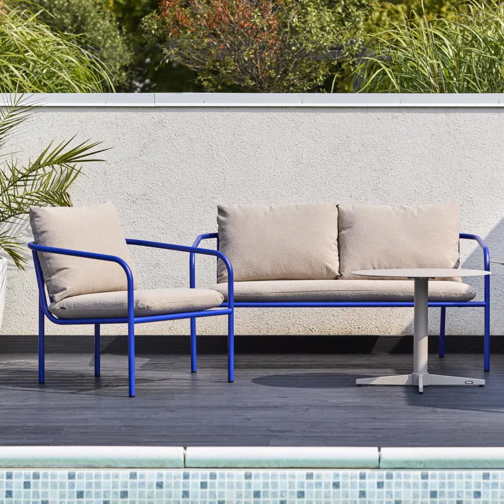 Bendt Armchair Teddy Beige/Indigo Blue