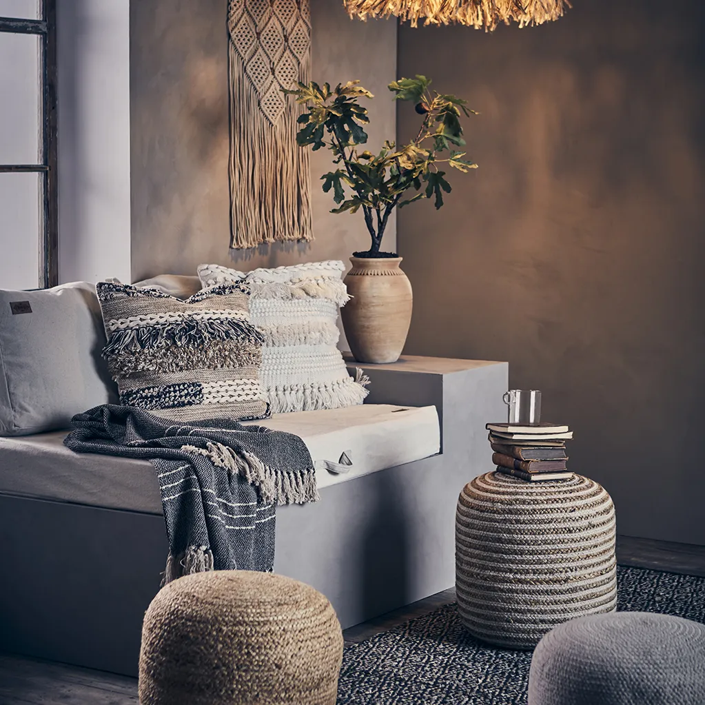 MINNA Cushion cover Beige/grey/ivory