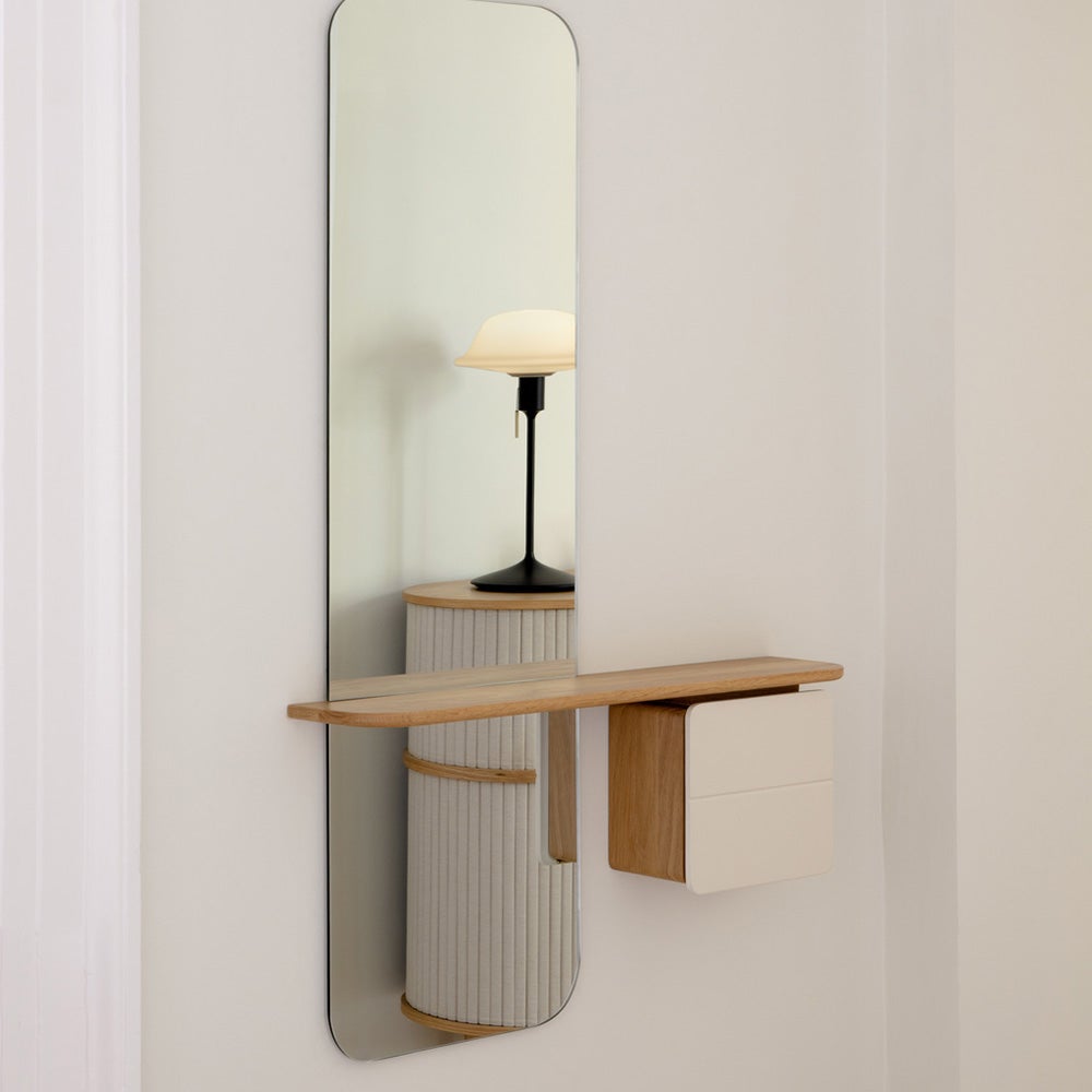 One More Look Mirror Oak/Pearl White