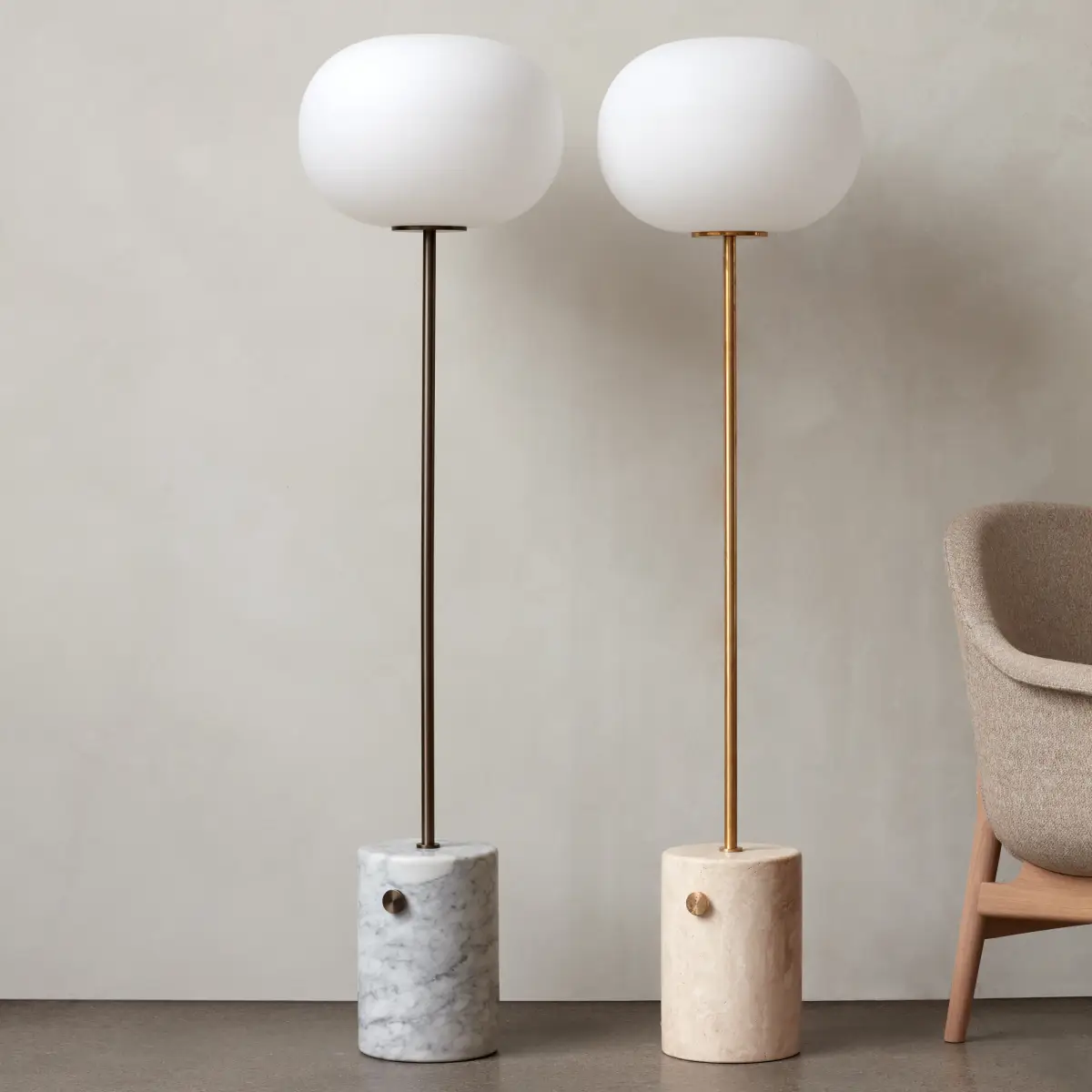JWDA Floor Lamp Marble Carrara/Brass, Bronzed