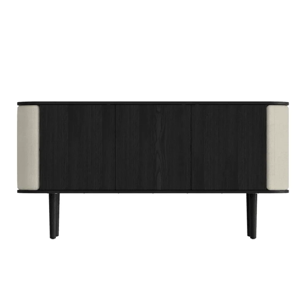 Treasures 3-door cabinet Black Oak/White Sands