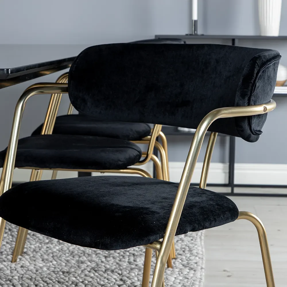 Arrow Dining Chair black/brass 2-pack