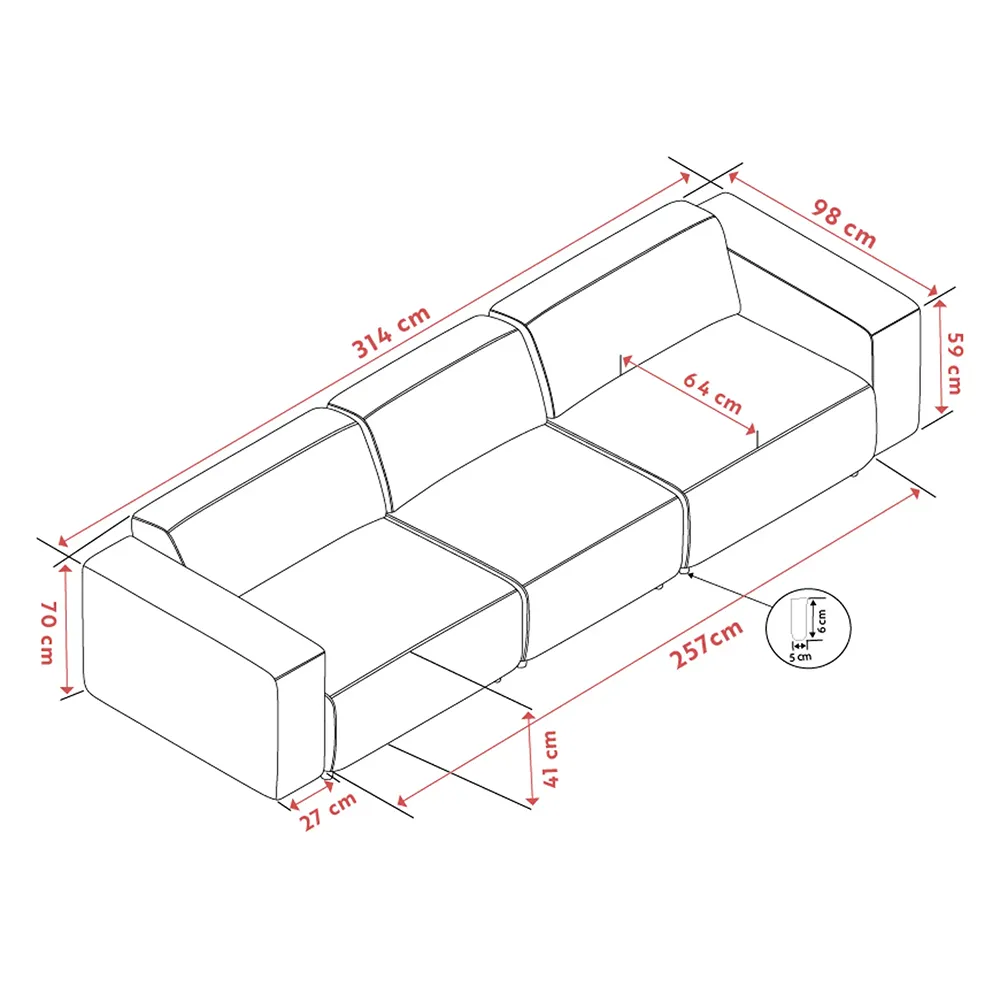 Willard sofa 4-seater fabric Alice light beige