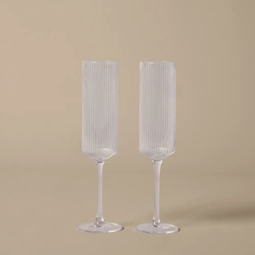 Champagne Glass 2-pack Ripple Clear