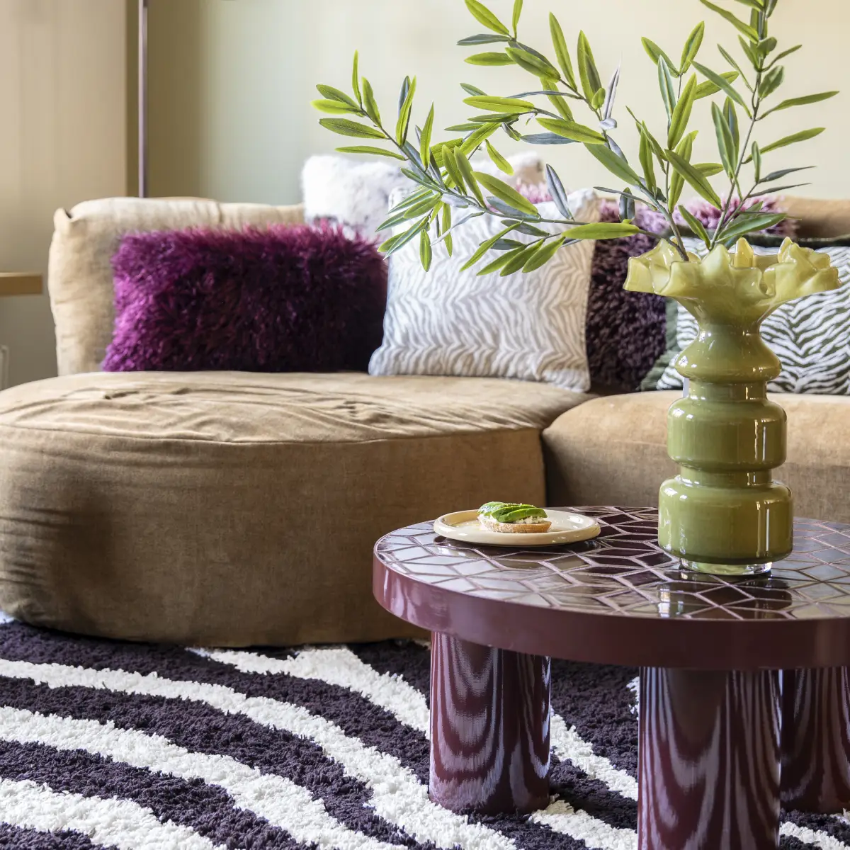 Patterna Coffee Table with Mosaic Top, Red