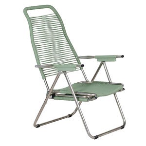 Spaghetti sun lounger sage green aluminium