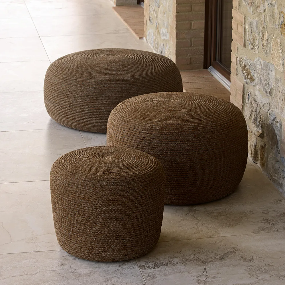 Circle footstool extra large Umber brown Soft Rope