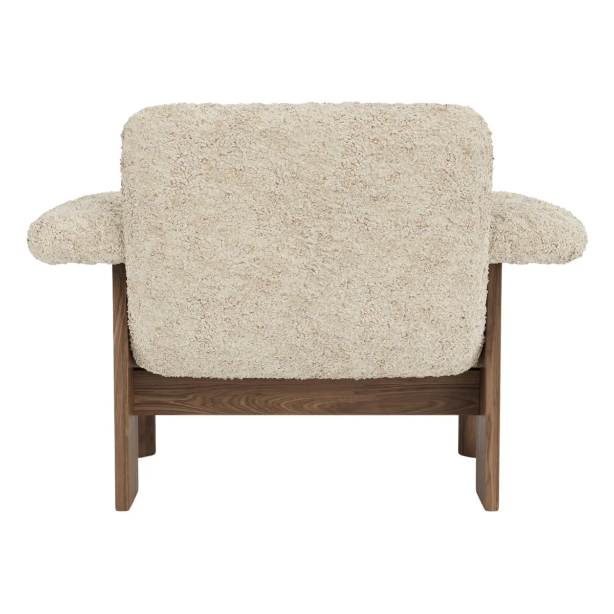 Brasilia Lounge Chair Fully Upholstered Low Back Four-Leg Base Solid Walnut Sheepskin Nevotex Nature
