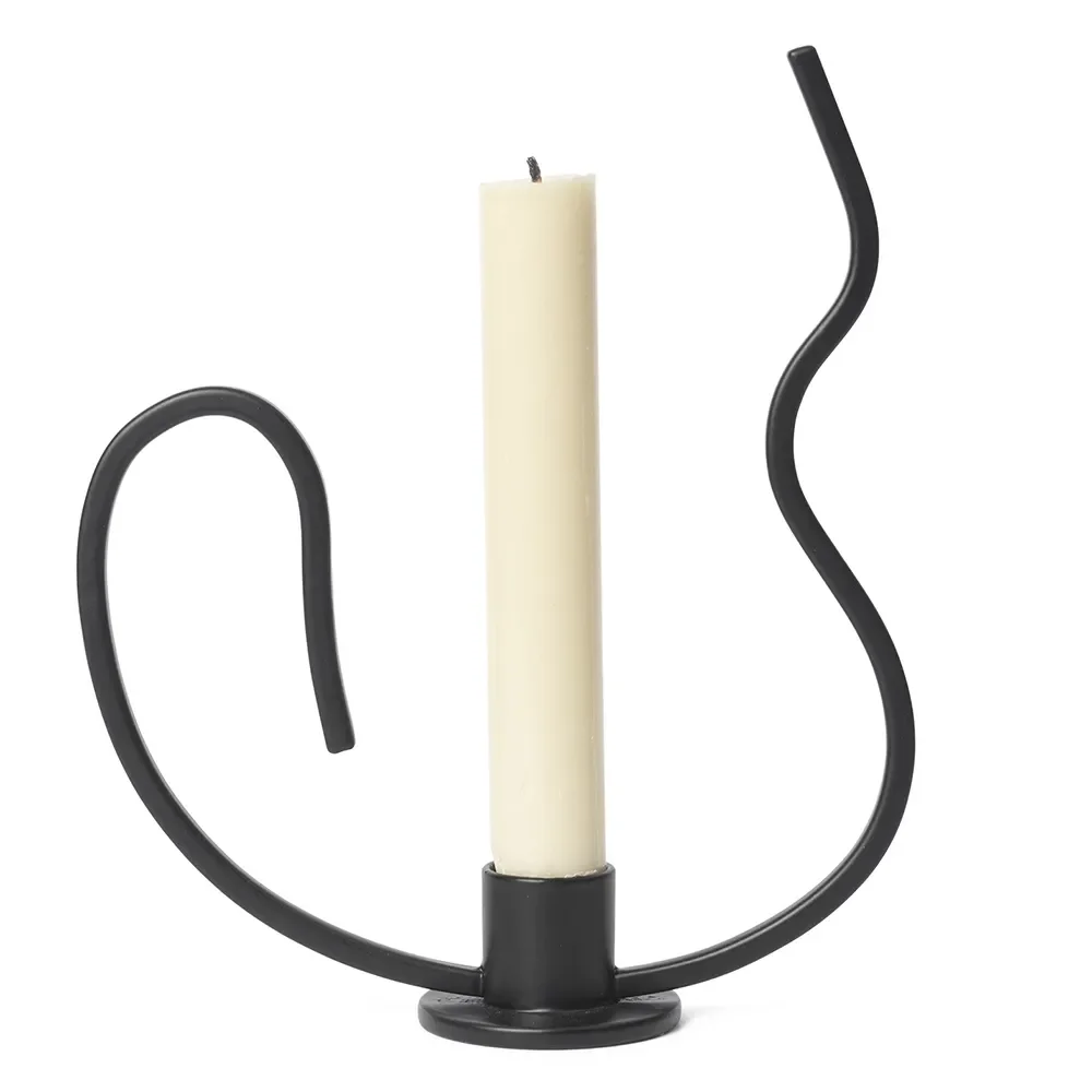Valse Candle Holder - Low - Black