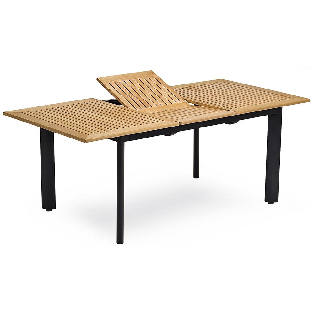 Nydala Dining Table 96X150-200 Cm Black/Teak 