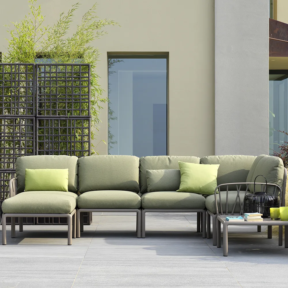 Komodo 5 corner sofa Tortora - Canvas Sunbrella