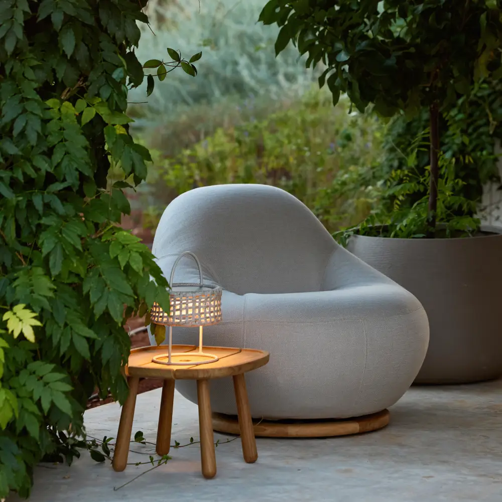 Gem lounge chair m/teak swivel Desert sand, Rise