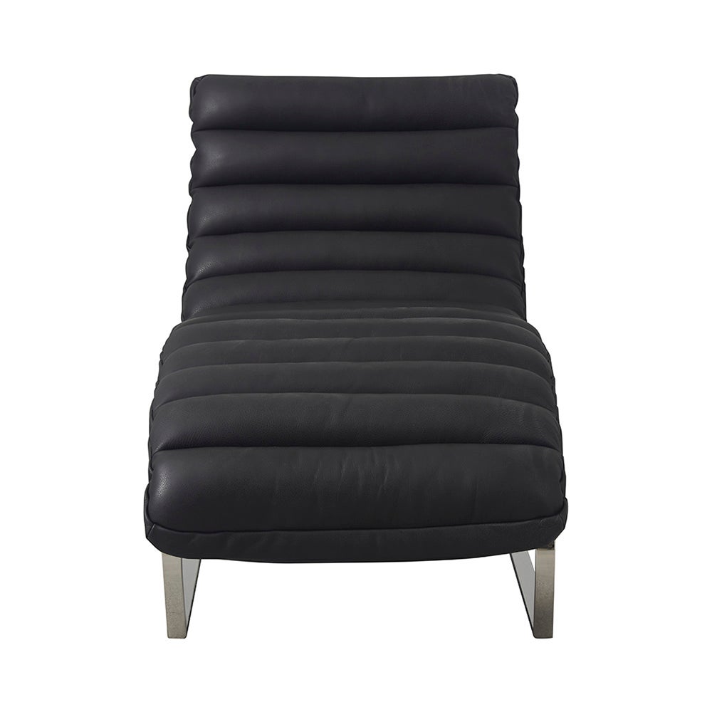 Cliff chaise longue in leather-Black